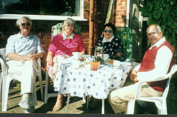 The Morgans have tea with us