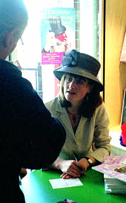 Penny signing her book STOCKPORT HATTING