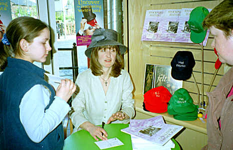 Penny signing her book STOCKPORT HATTING