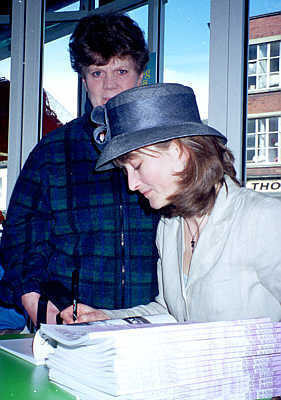 Penny signing her book STOCKPORT HATTING