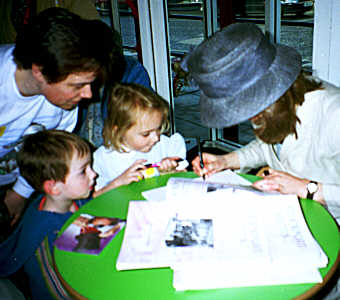 Penny signing her book STOCKPORT HATTING