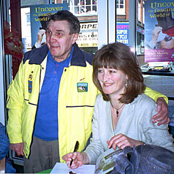 Penny signing her book STOCKPORT HATTING